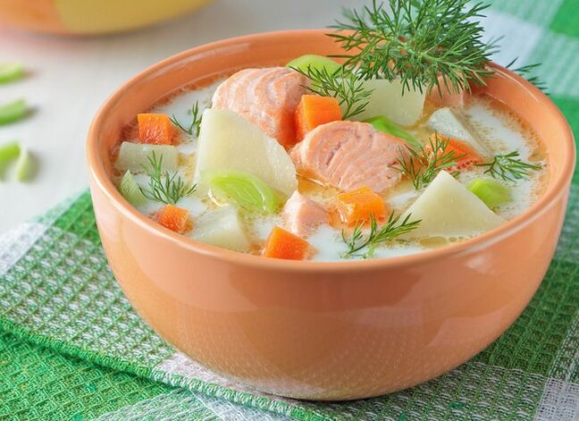 Norvegiška lašišos sriuba tiems, kurie lieknėja laikantis Dukano dietos „pakaitinimo arba „fiksavimo fazėje